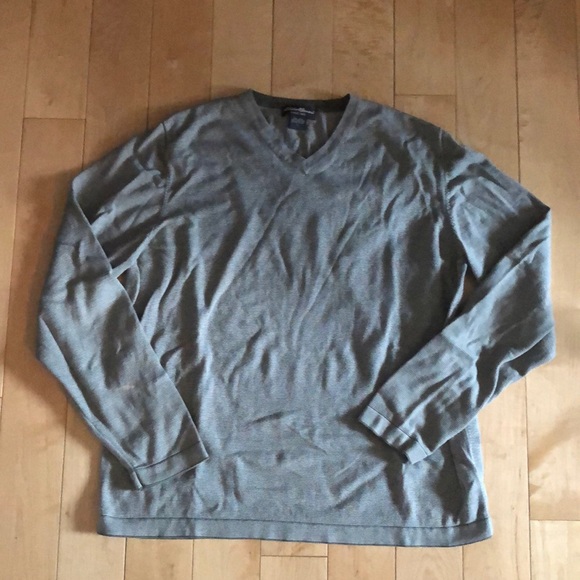 Eddie Bauer 100% Wool Striped V-neck Tee - Picture 1 of 8